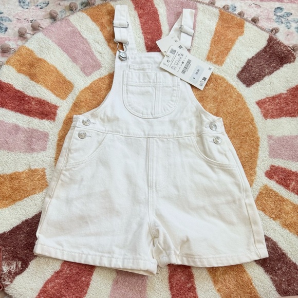 Zara Kids Toddler White Denim Overalls with Fruit Embroidery Size 2-3 years Girl - Picture 3 of 3